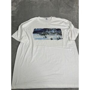 Vintage Y2K Wolf Nature Short Sleeve T Shirt Men's Size XL White
